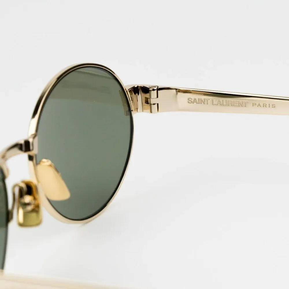 NEW Saint Laurent SL692 003 Gold Green Oval Women Sunglasses - Picture 12 of 15